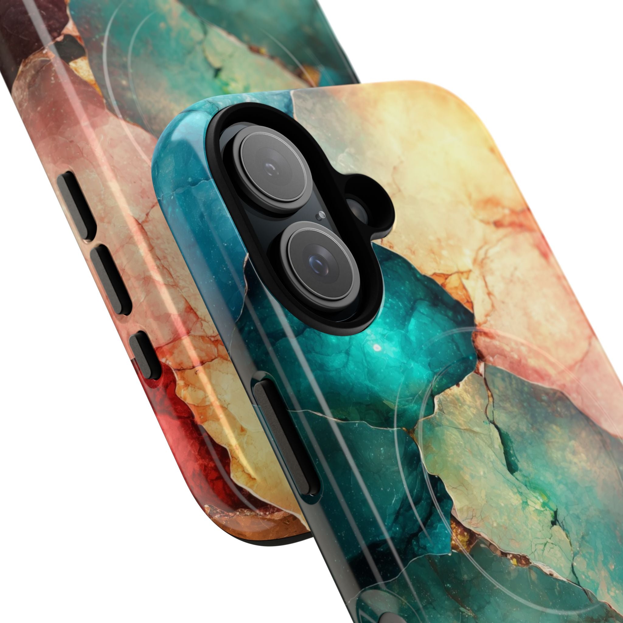 Teal Mosaic Veins iPhone 16 Case - Tough+