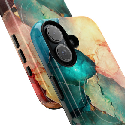 Teal Mosaic Veins iPhone 16 Case - Tough+