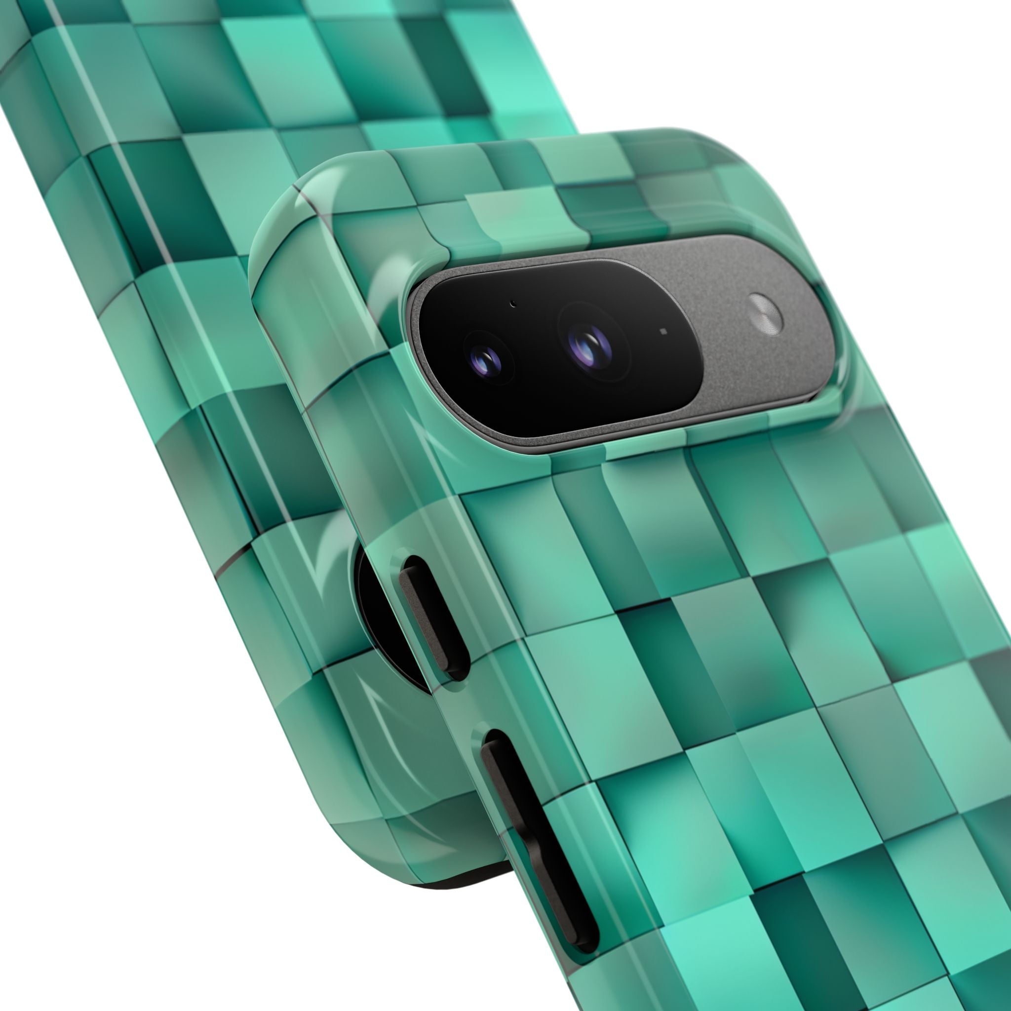 Turquoise Gradient Grid Illusion Google Pixel 9 - Tough Phone Case