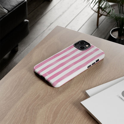 Pink Watercolor Stripes - iPhone Case