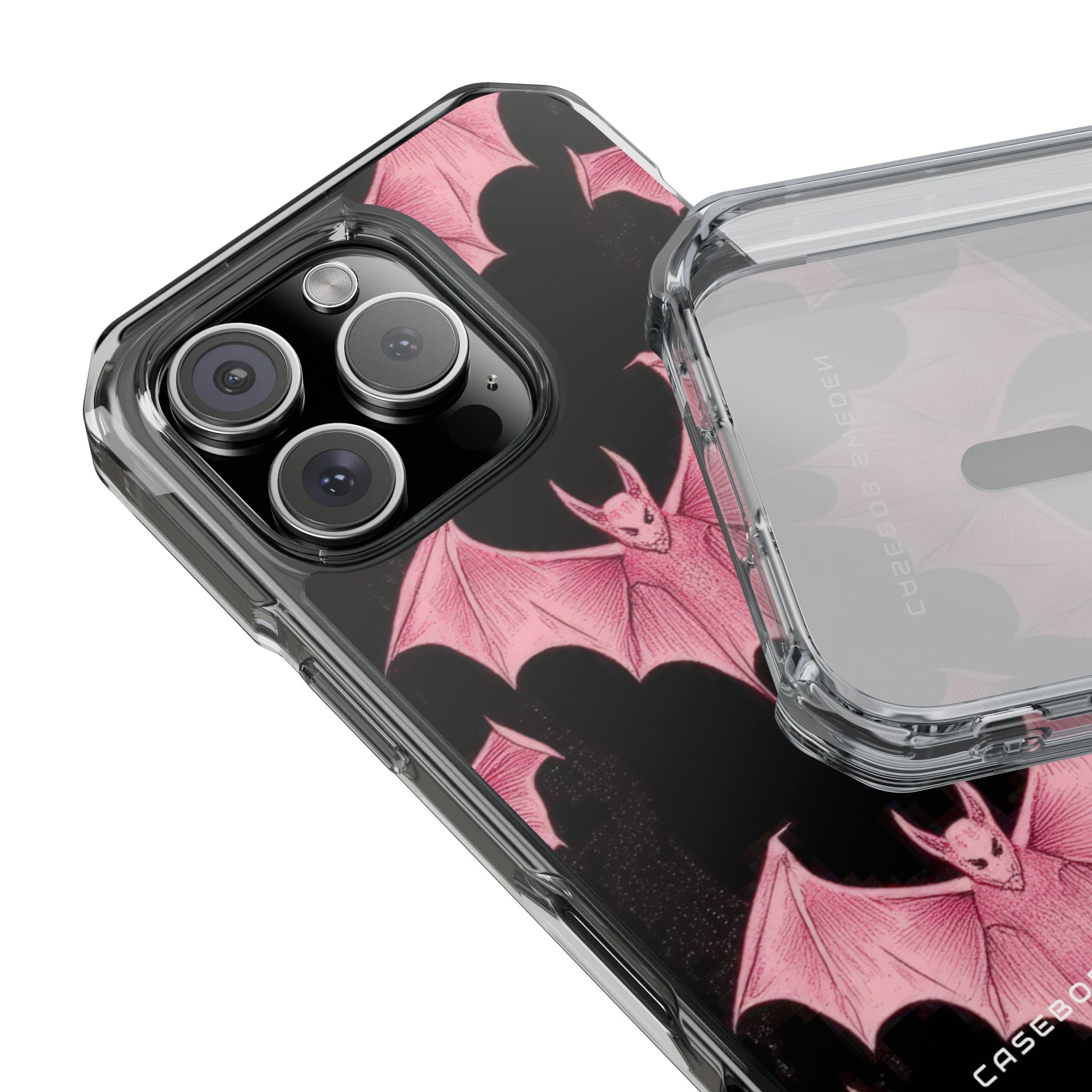 Gothic Pink Bats Aflame iPhone 16 - Clear Impact Phone Case