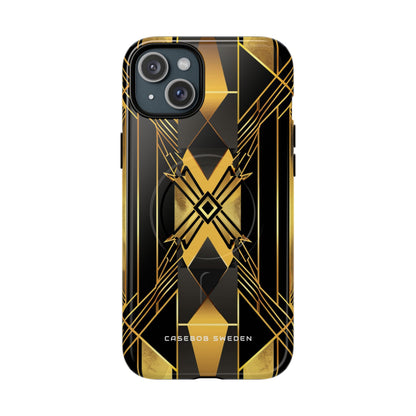 Golden Geometric Elegance iPhone 15 | Tough+ Phone Case