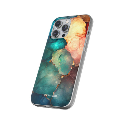 Teal Mosaic Veins iPhone 14 Pro Max Case - Soft