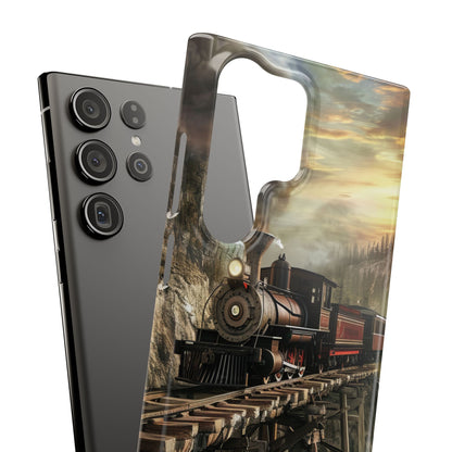 Vintage Steam Train Crossing Mountain Bridge Samsung S23 - Slim Phone Case