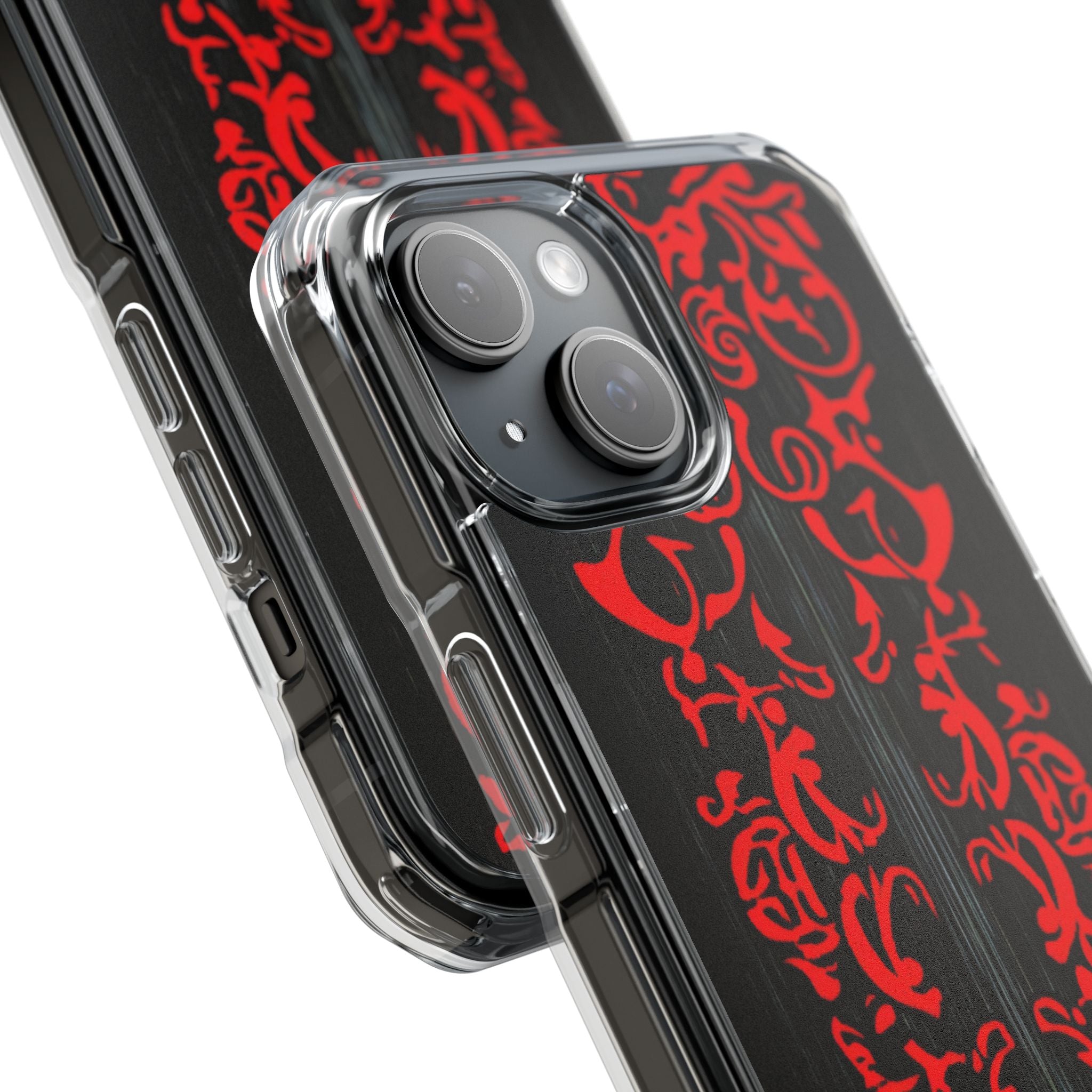 Gothic Crimson Symmetry iPhone 15 - Clear Impact Phone Case