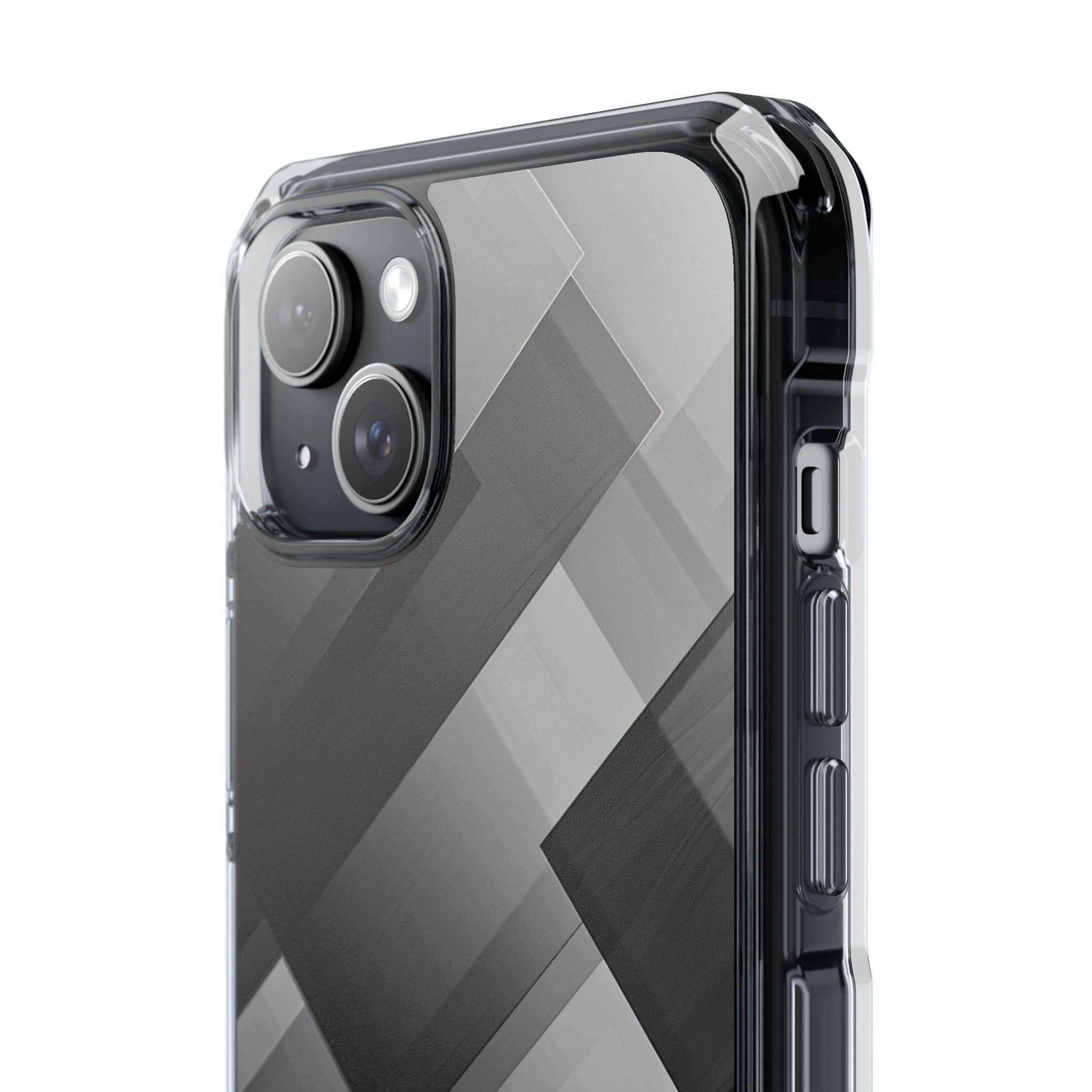 Grayscale Geometric Layers iPhone 15 - Impact Clear+