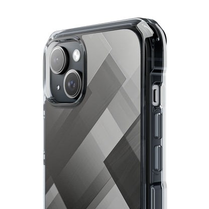 Grayscale Geometric Layers iPhone 15 - Impact Clear+