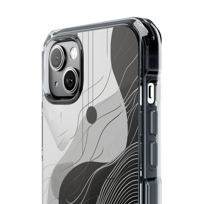 Fluid Rhythms: Monochrome Line Flow iPhone 14 - Clear Impact Phone Case