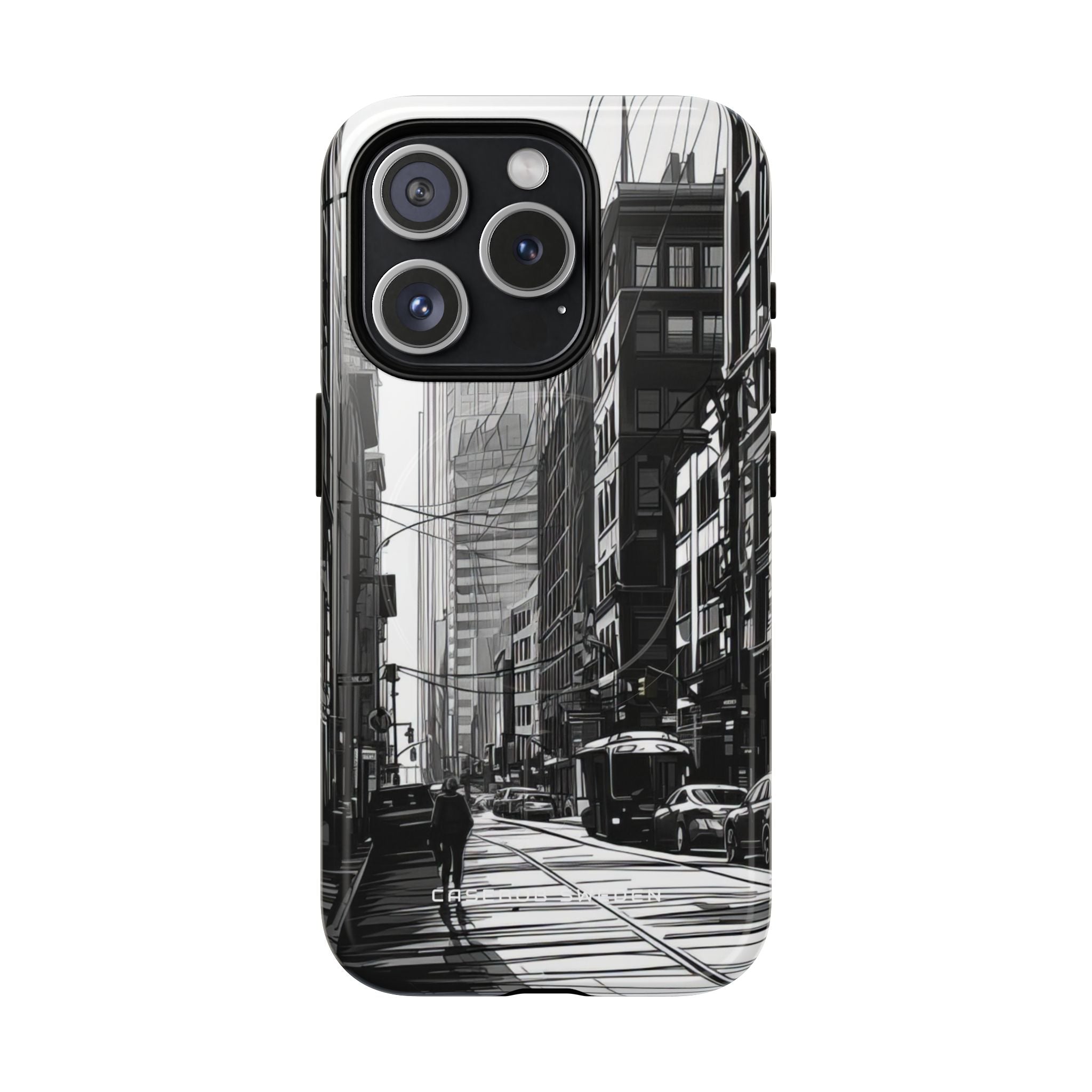 Urban Cityscape Line Perspective iPhone 15 | Tough+ Phone Case