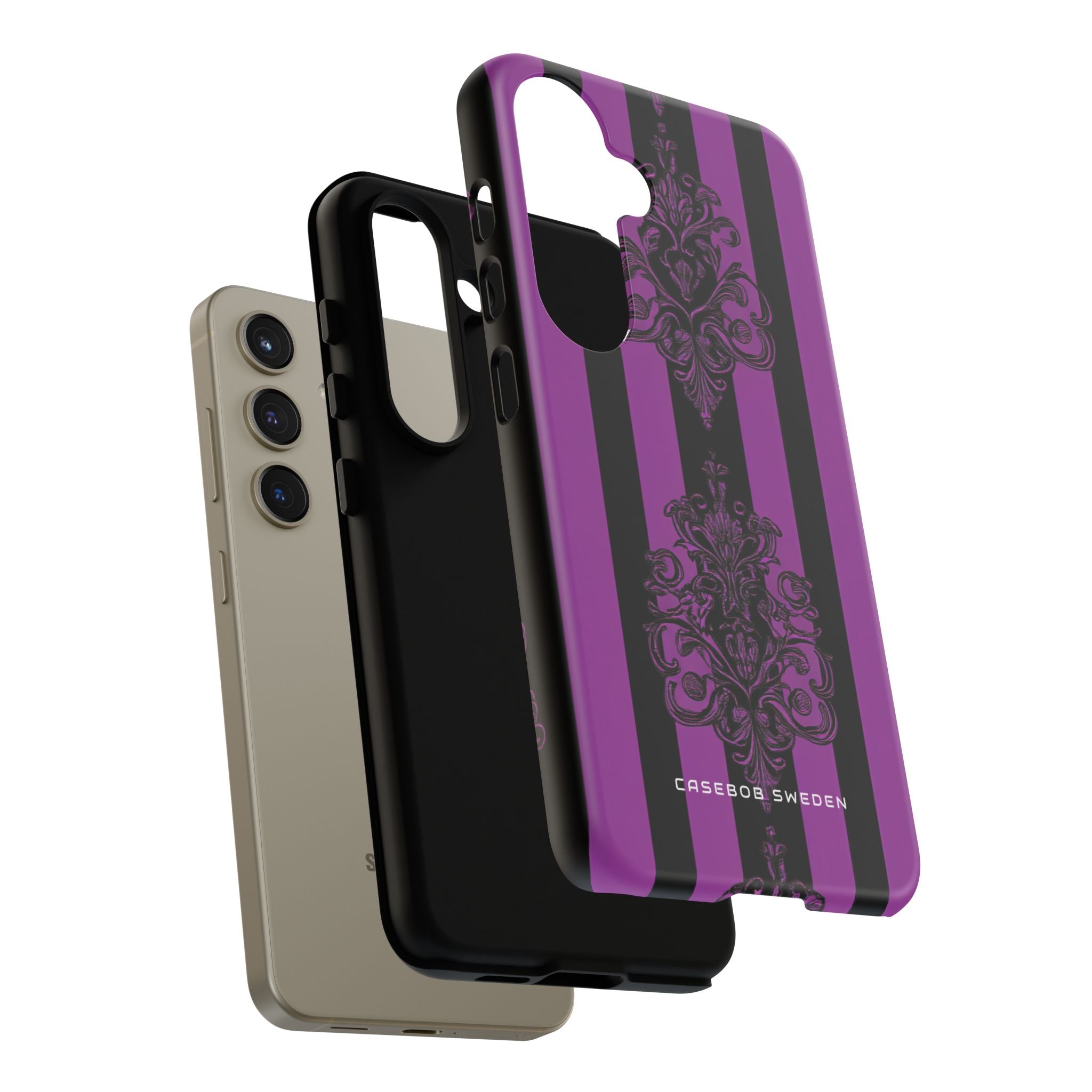 Gothic Elegance with Vertical Stripes and Ornamental Motifs Samsung S24 - Tough Phone Case