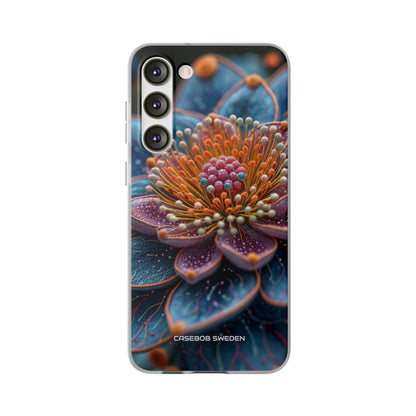 Blue-Orange Floral Swirl - Flexi Samsung S23 Phone Case