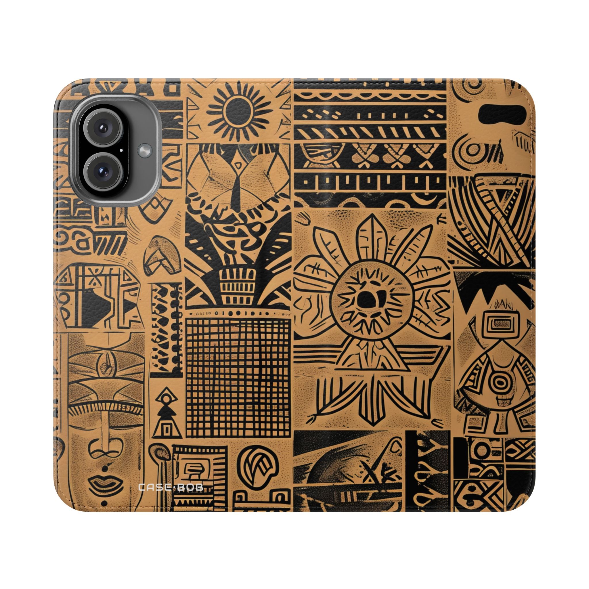 Celestial Faces Brown - iPhone 16 Plus Case - Wallet
