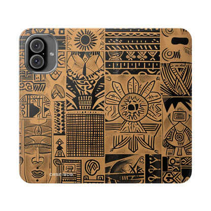 Celestial Faces Brown - iPhone 16 Plus Case - Wallet