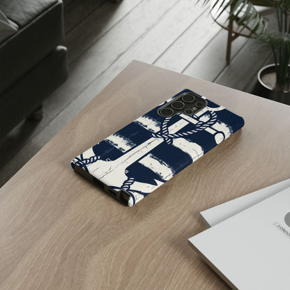 Navy Anchor Stripes  Samsung S22 - Tough