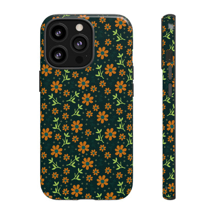 Green Flower Pattern - Protective Phone Case