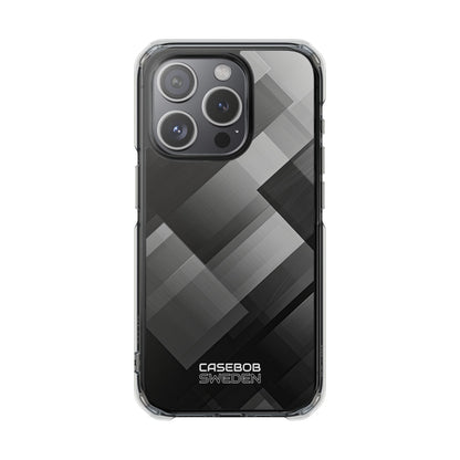 Grayscale Geometric Layers iPhone 15 - Impact Clear+