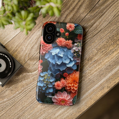 Blue Floral Bliss - Tough iPhone 16 Phone Case