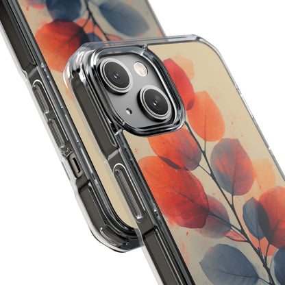 Orange Gray Leaves - Clear Impact iPhone 14 Phone Case