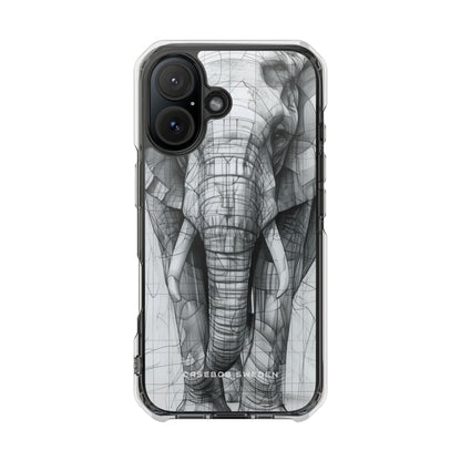 Elephant Line Geometry iPhone 16 - Clear Impact Phone Case