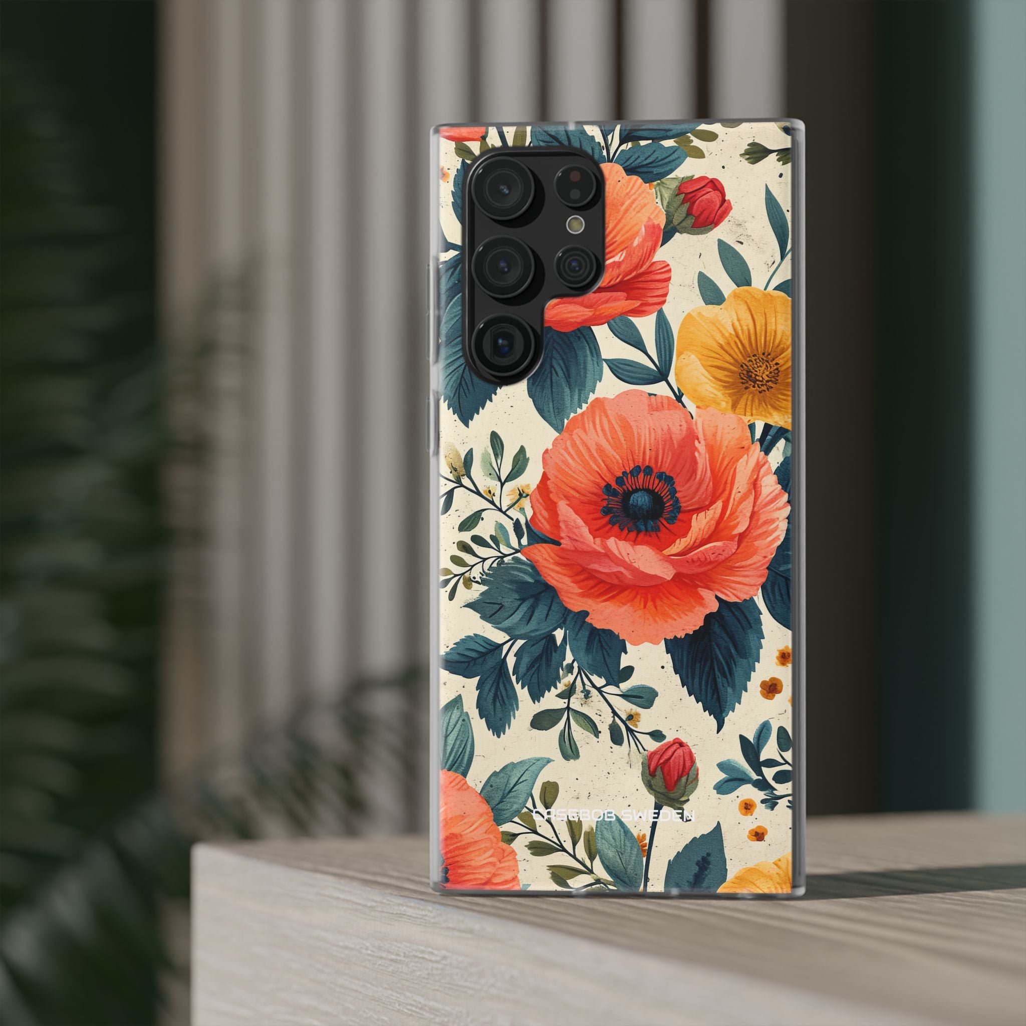 Vibrant Botanical Poppies - Flexi Samsung S22 Phone Case