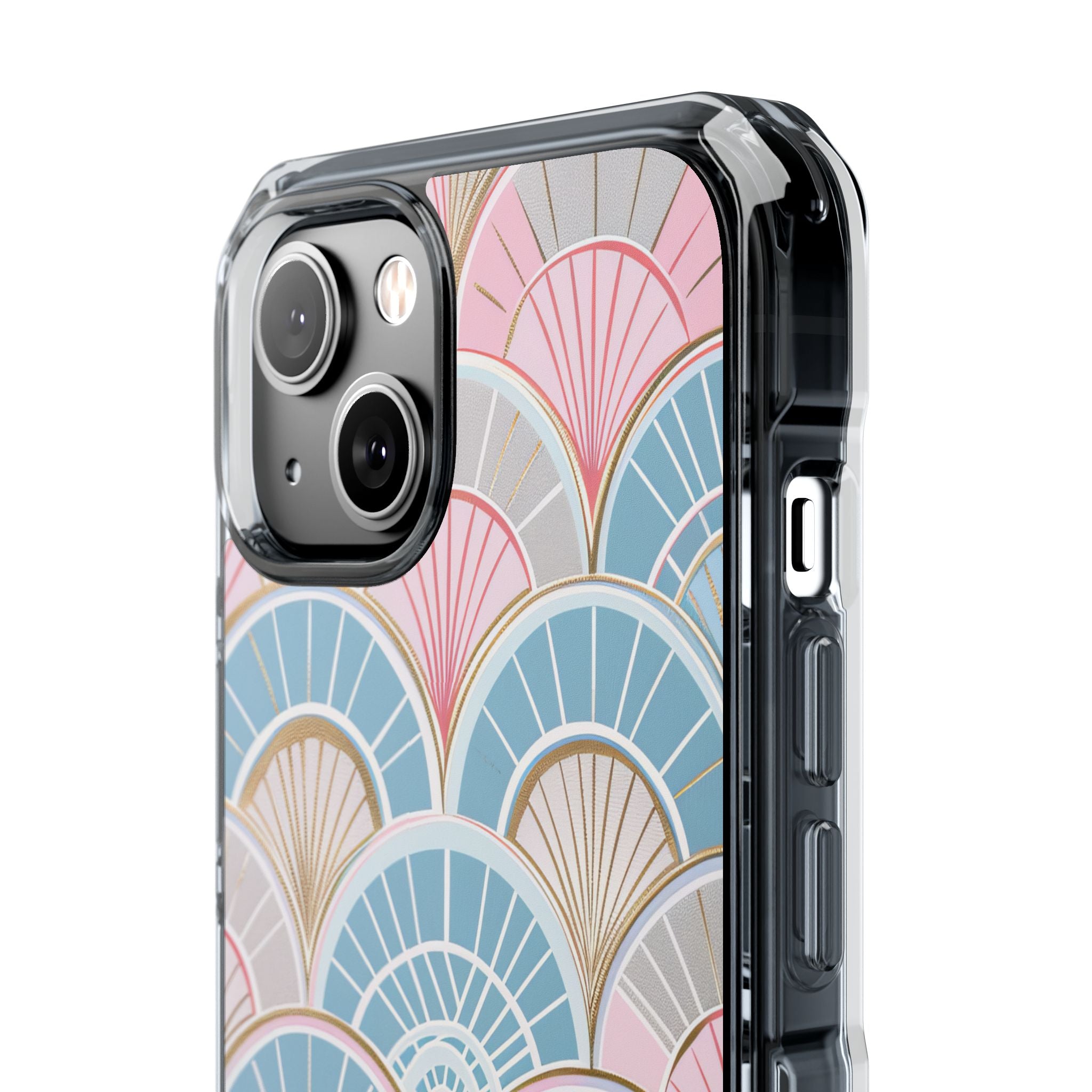 Art Deco Pastel Fan Pattern - Clear Impact iPhone 14 Phone Case