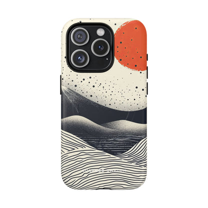 Red Sun Over Flowing Horizons iPhone 15  Tough+ Phone Case