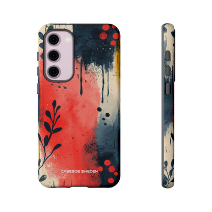 Red Blue Abstract Florals - Tough Samsung S23 Phone Case