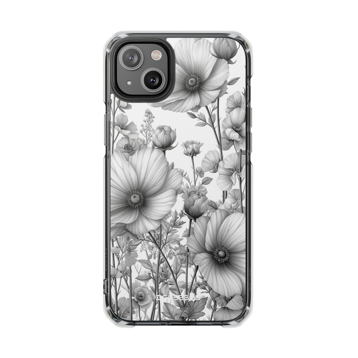 Monochrome Flora – Handyhülle für iPhone (Clear Impact – Magnetisch)