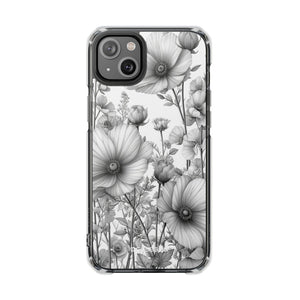 Monochrome Flora - Phone Case for iPhone (Clear Impact - Magnetic)