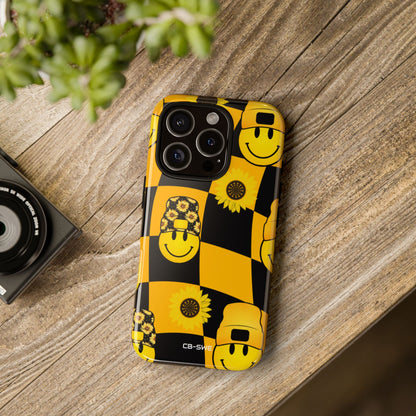 Joyful Checkered Smiles - iPhone Case