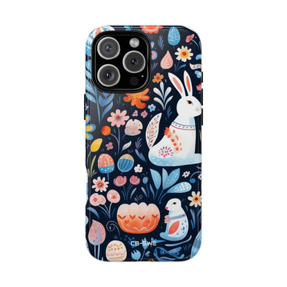Bunnies Play Among Flowers - iPhone Case