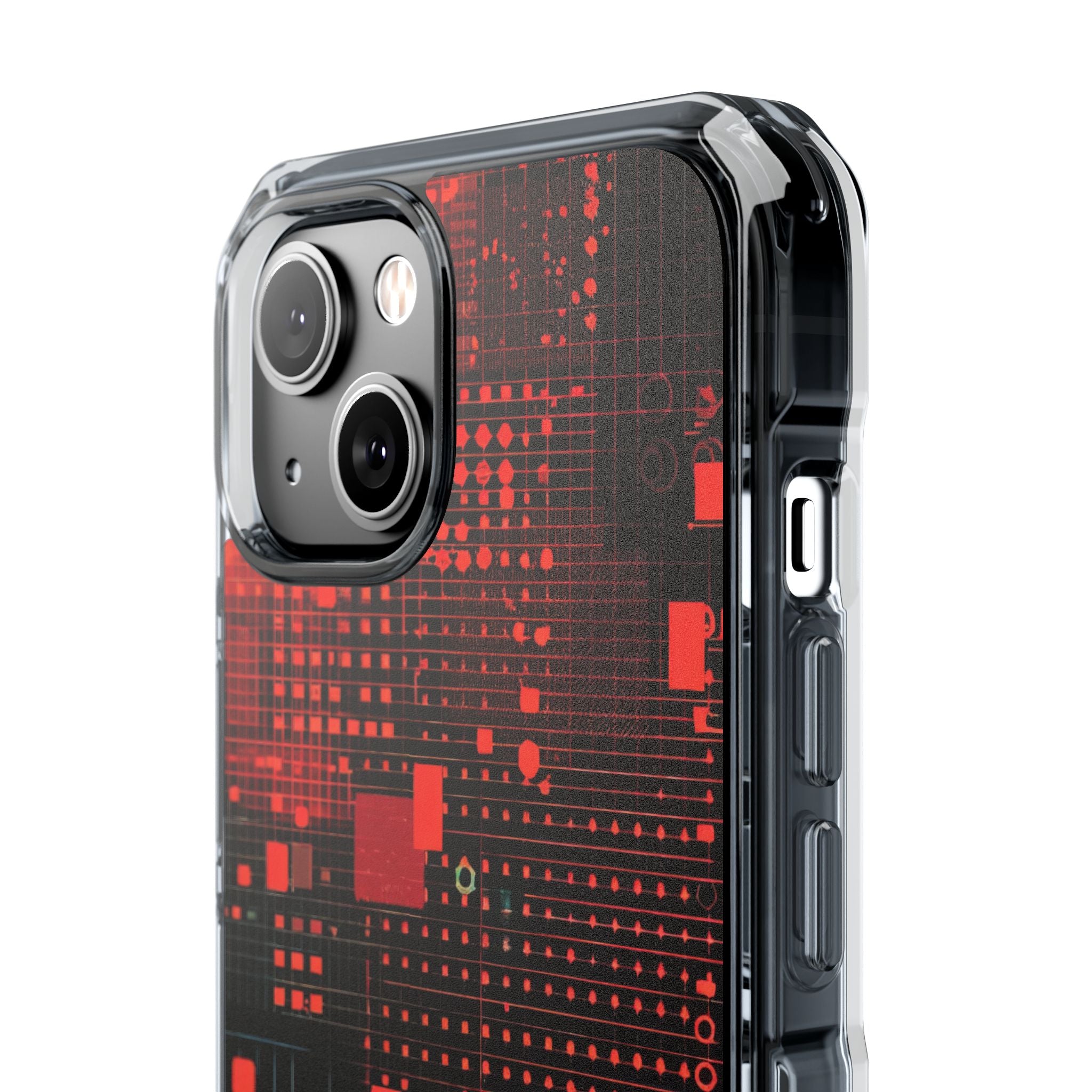 Crimson Circuit Grid iPhone 14 - Impact Clear+