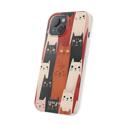 Elongated Cats Black iPhone 15 Case - Soft