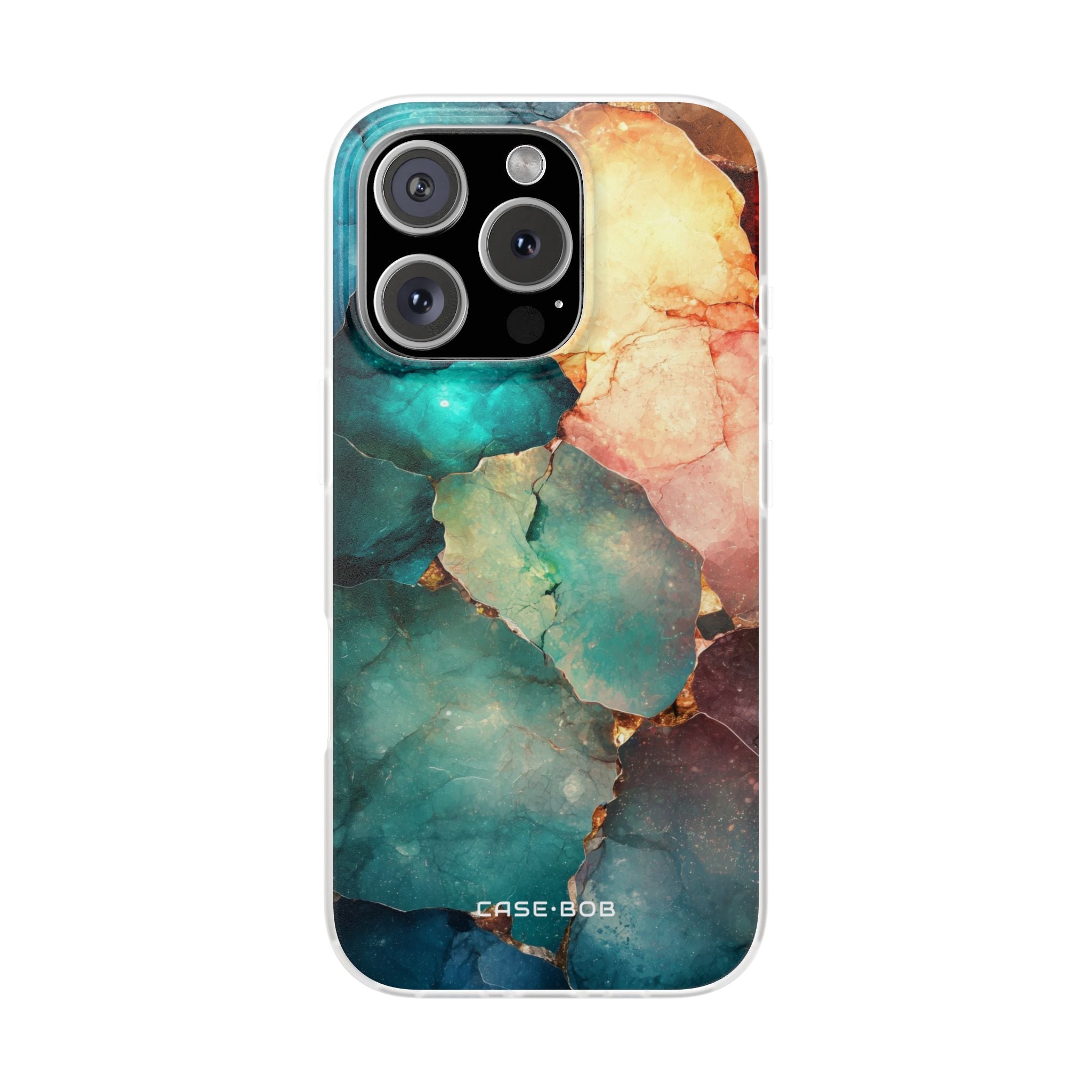 Teal Mosaic Veins iPhone 16 Pro Case - Soft