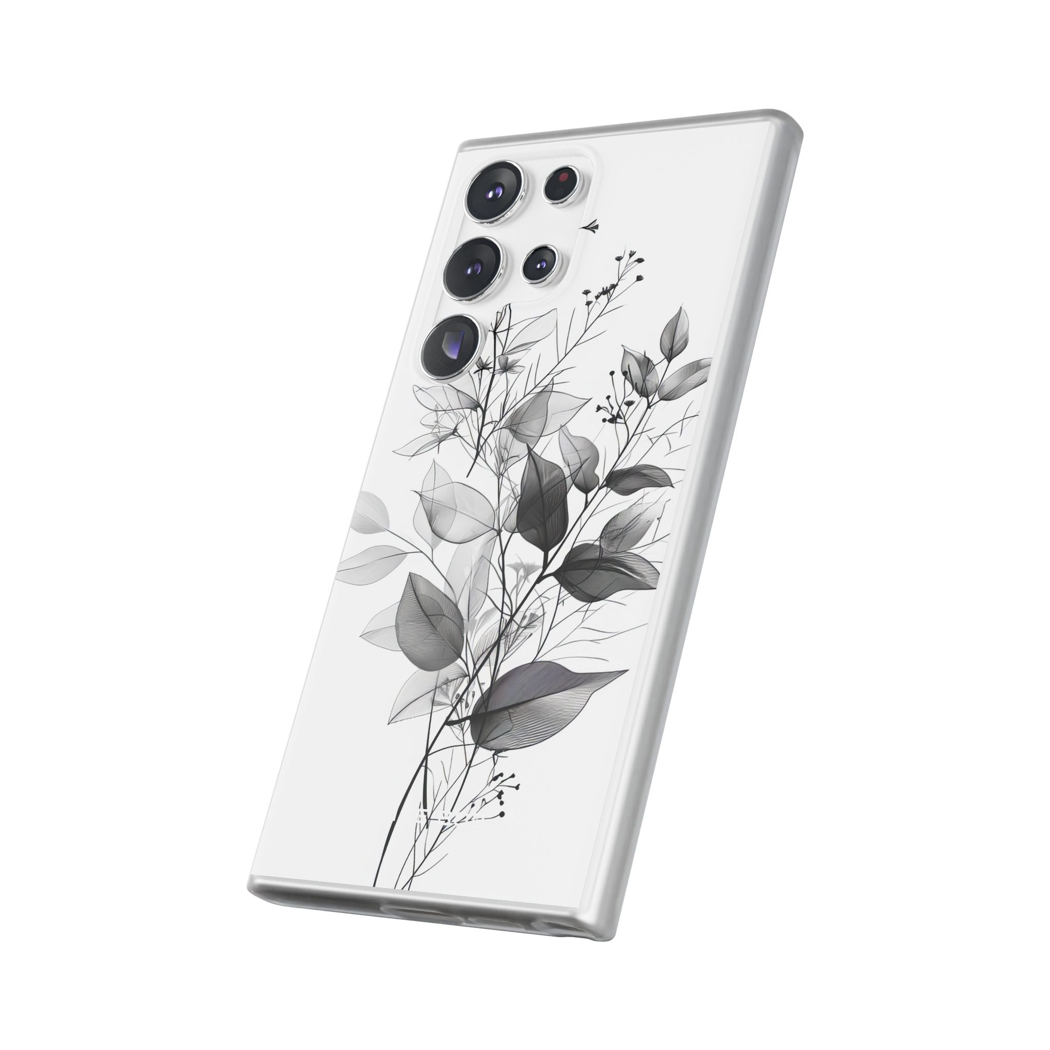 Veined Leaves Gray Samsung S23 Ultra Case - Soft