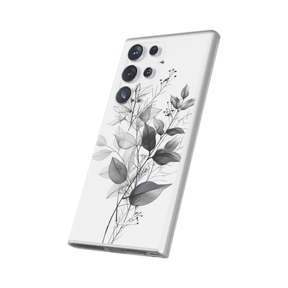 Veined Leaves Gray Samsung S23 Ultra Case - Soft