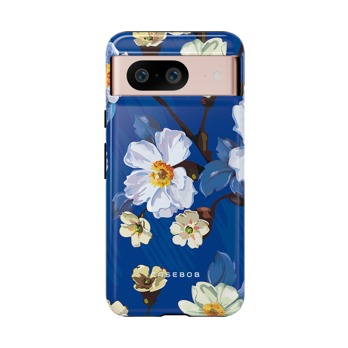 Elegant Flower on Blue iPhone Case | Tough