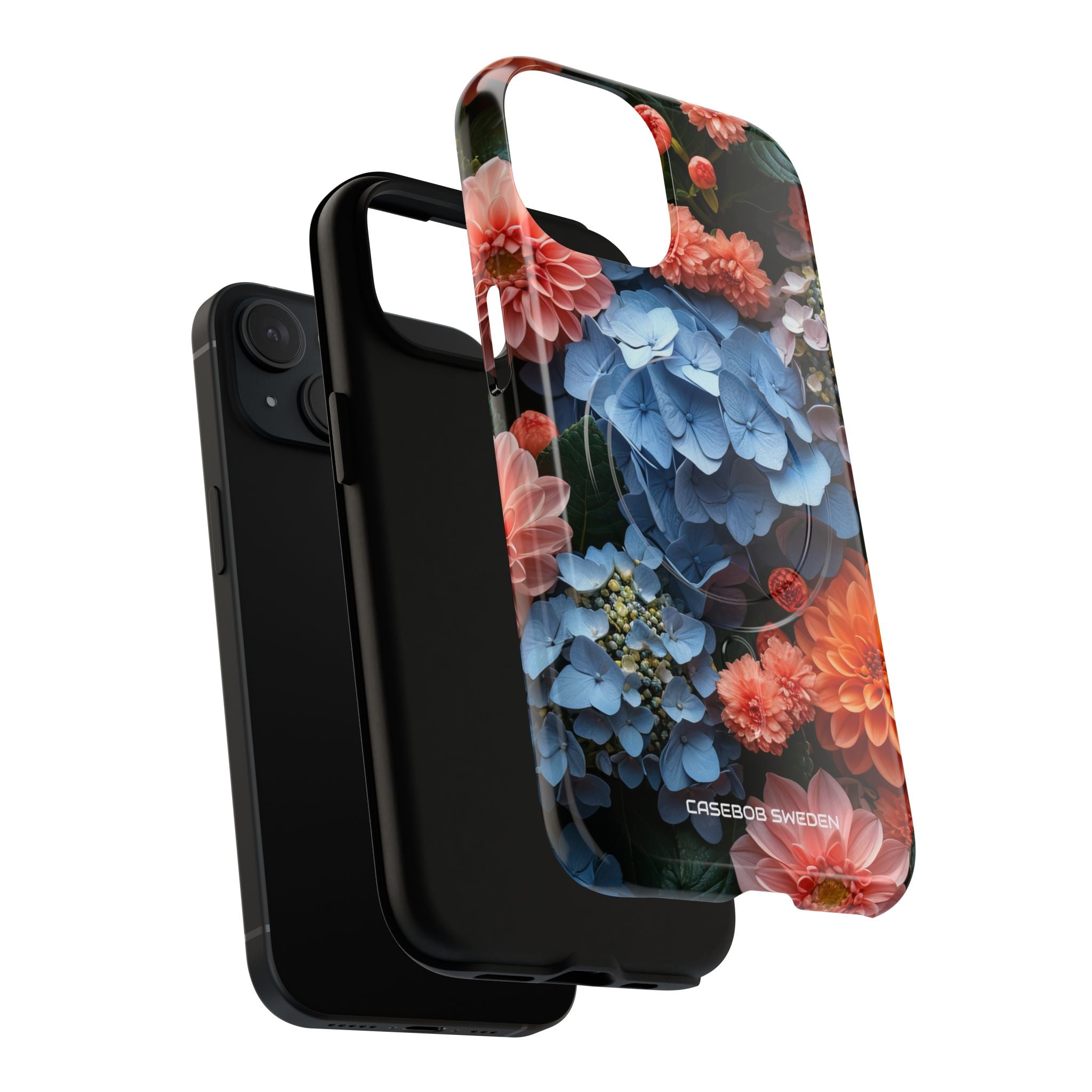 Blue Floral Bliss - Tough + MagSafe® iPhone 15 Phone Case