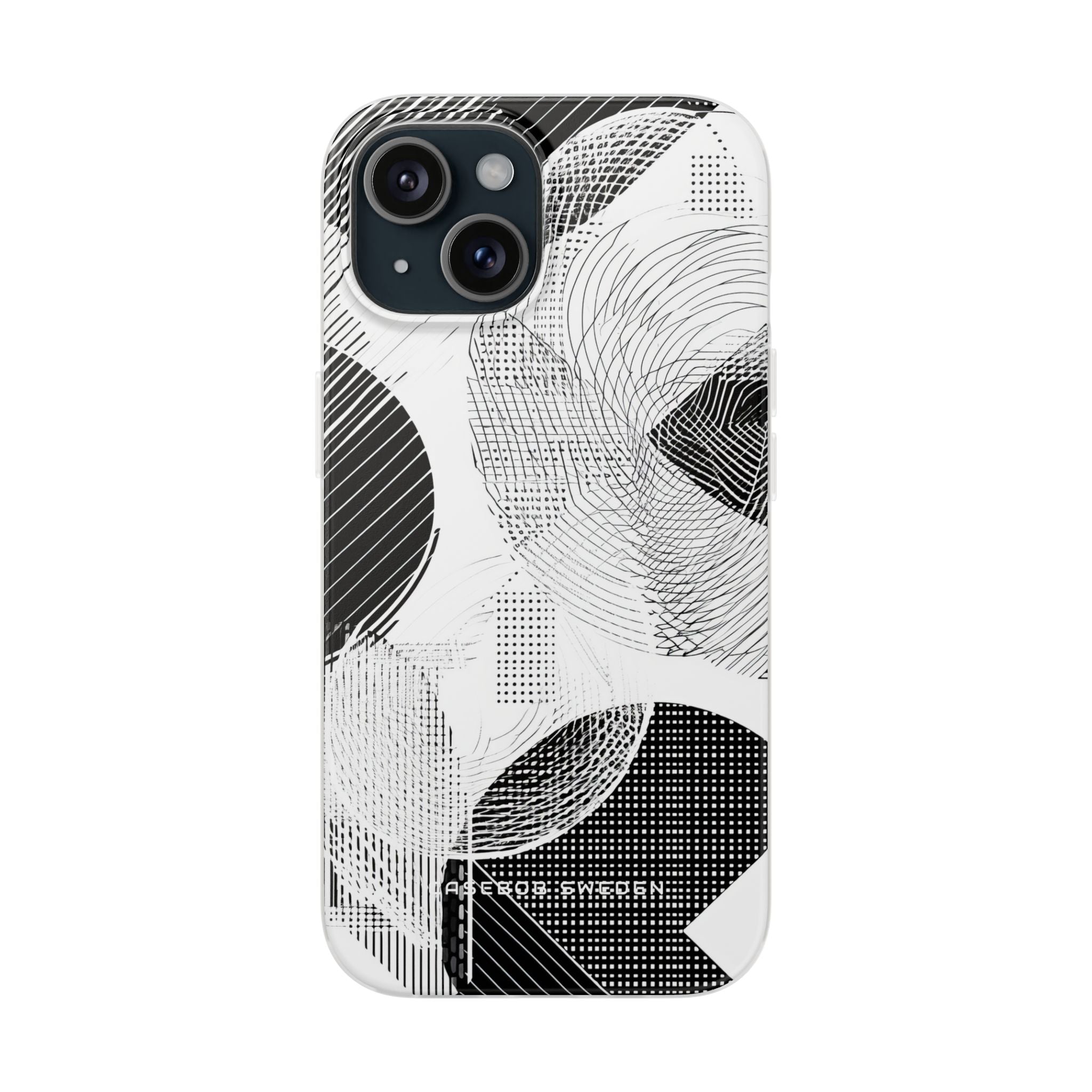 Geometric Monochrome Flow iPhone 15 - Flexi Phone Case