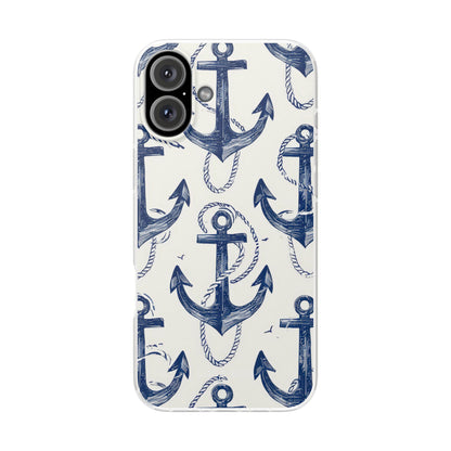 Navy Anchor Loop iPhone 16 Plus Case - Soft