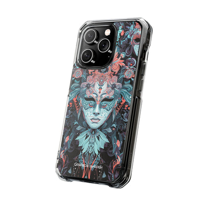 Mystic Teal Coral Mask - Clear Impact iPhone 14 Phone Case