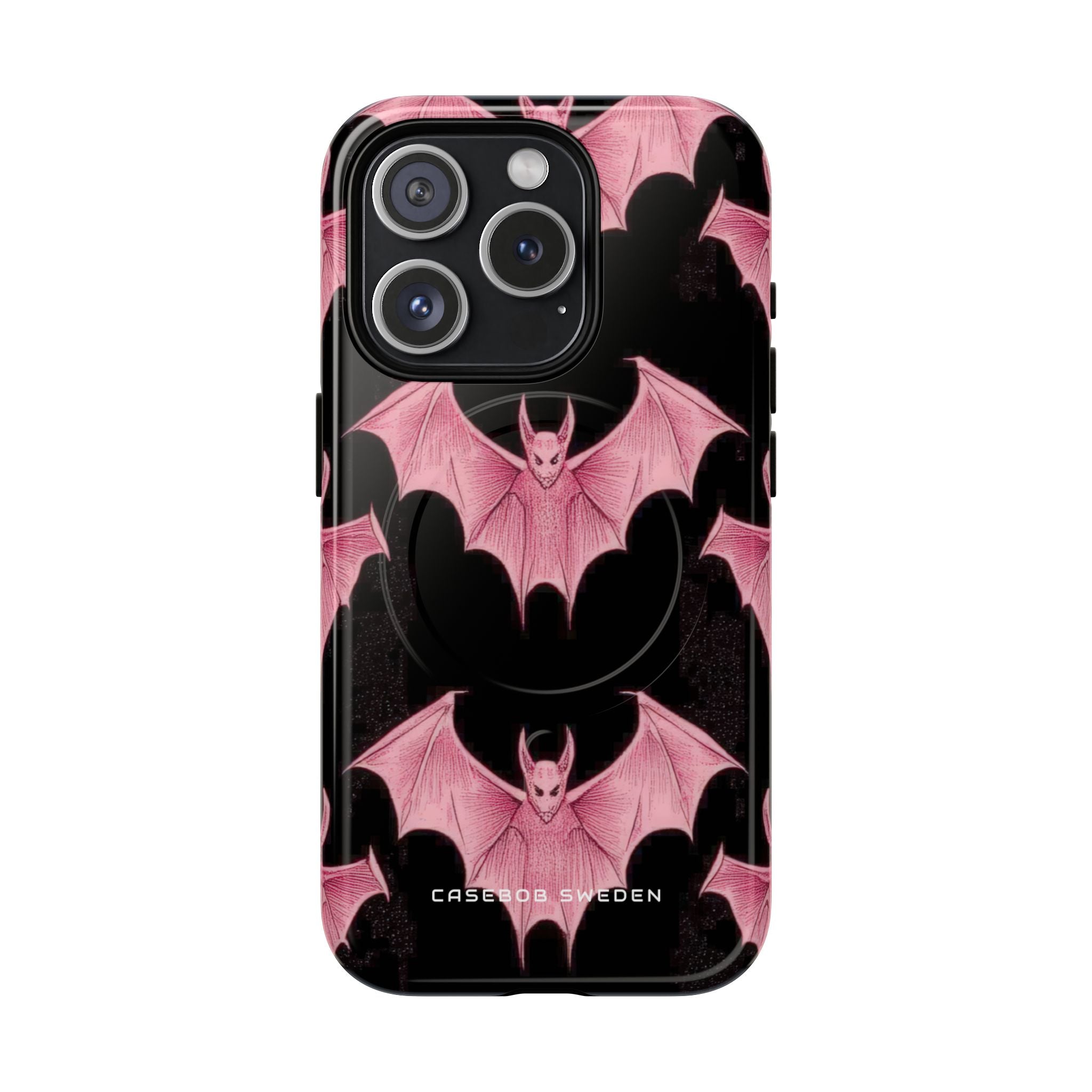 Gothic Pink Bats Aflame iPhone 15 | Tough+ Phone Case