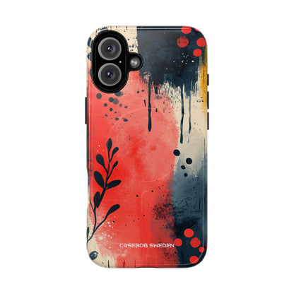 Red Blue Abstract Florals - Tough + MagSafe® iPhone 16 Phone Case