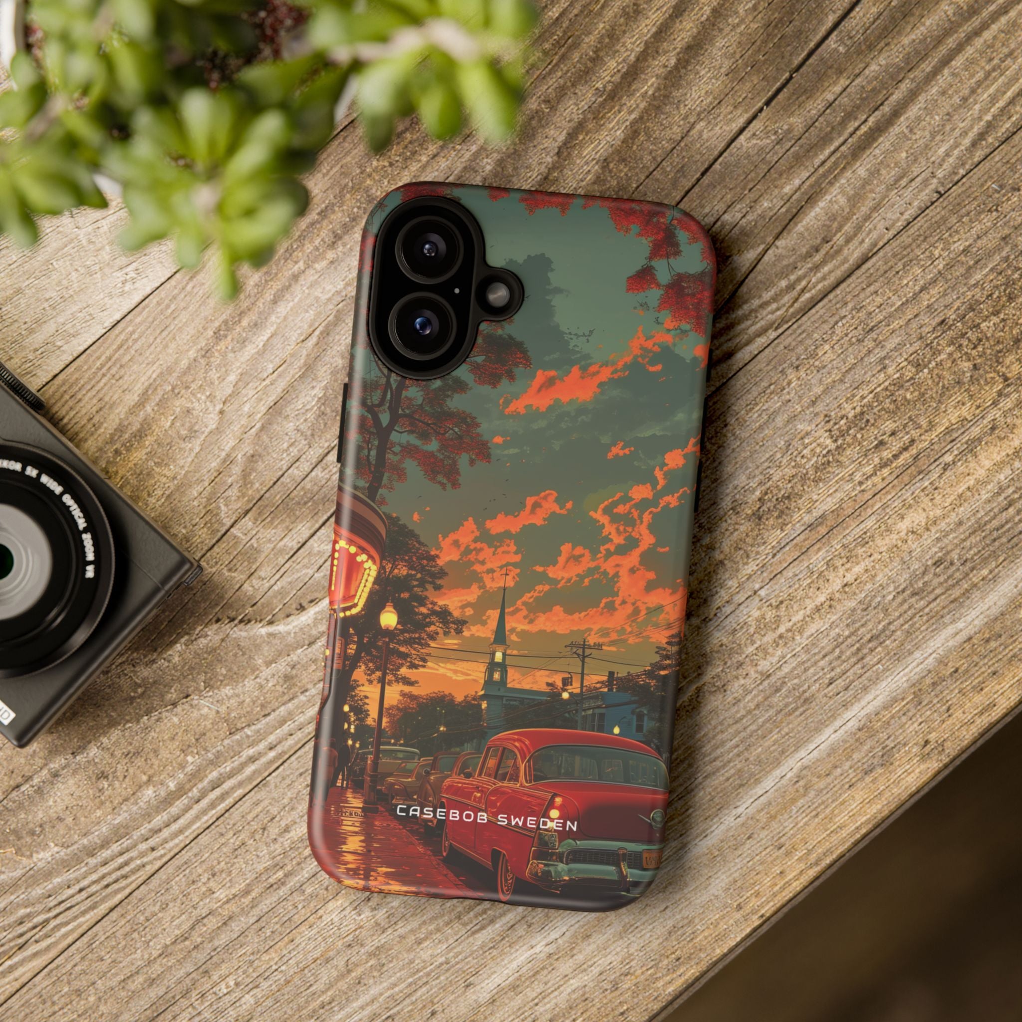 Mid-Century Nostalgia Streetscape iPhone 16 - Tough Phone Case