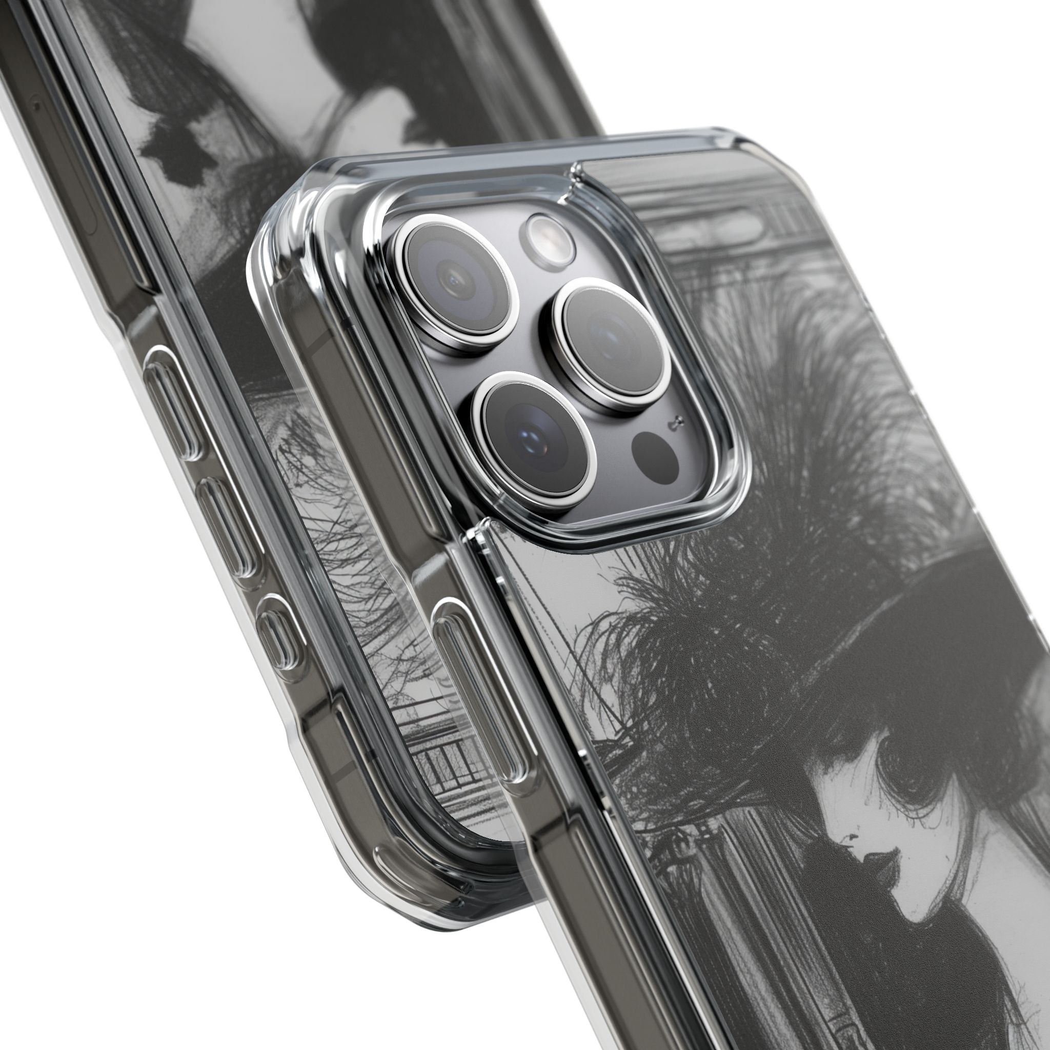 Timeless Elegance in Monochrome iPhone 15 - Clear Impact Phone Case