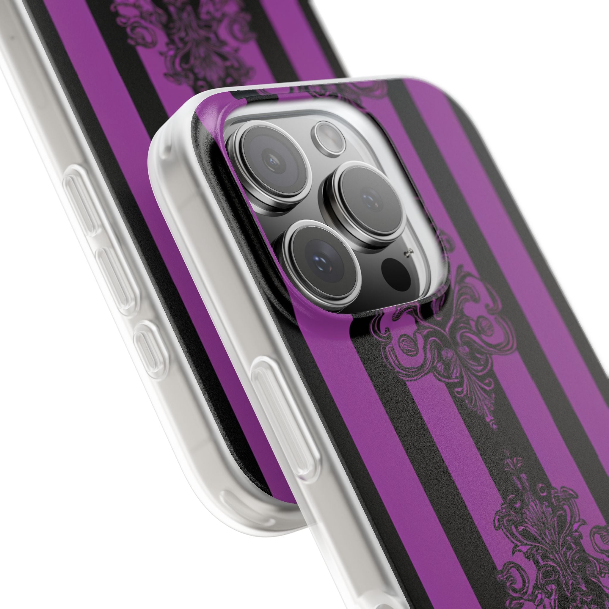 Gothic Elegance with Vertical Stripes and Ornamental Motifs iPhone 16 - Flexi Phone Case