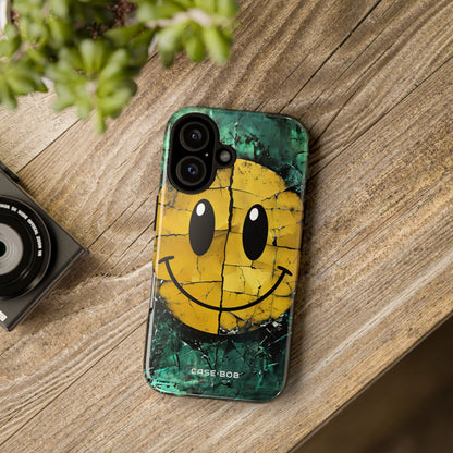 Cracked Smiley iPhone 16 Case - Tough