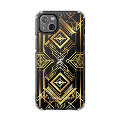 Golden Geometric Opulence iPhone 14 - Clear Impact Phone Case