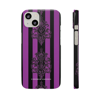 Gothic Elegance with Vertical Stripes and Ornamental Motifs iPhone 13 - Slim Phone Case