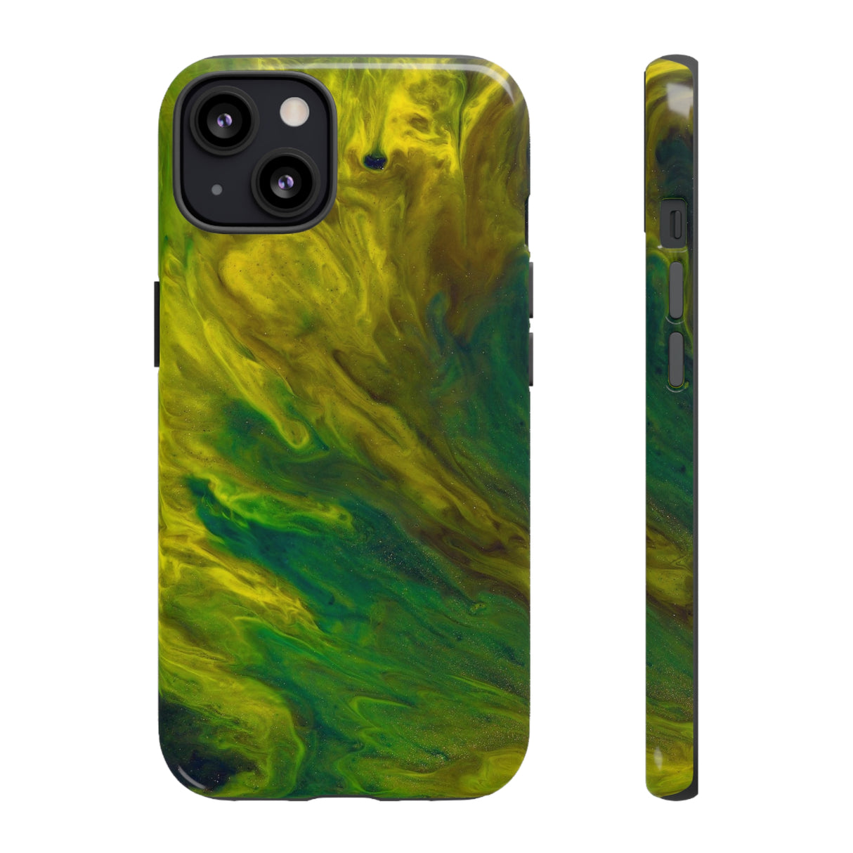 Neon Yellow Ink Art iPhone Case (Protective) iPhone 13 Glossy Phone Case